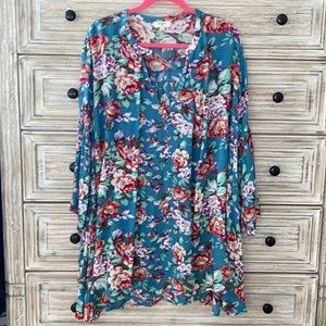 Umgee - Teal Floral Dress